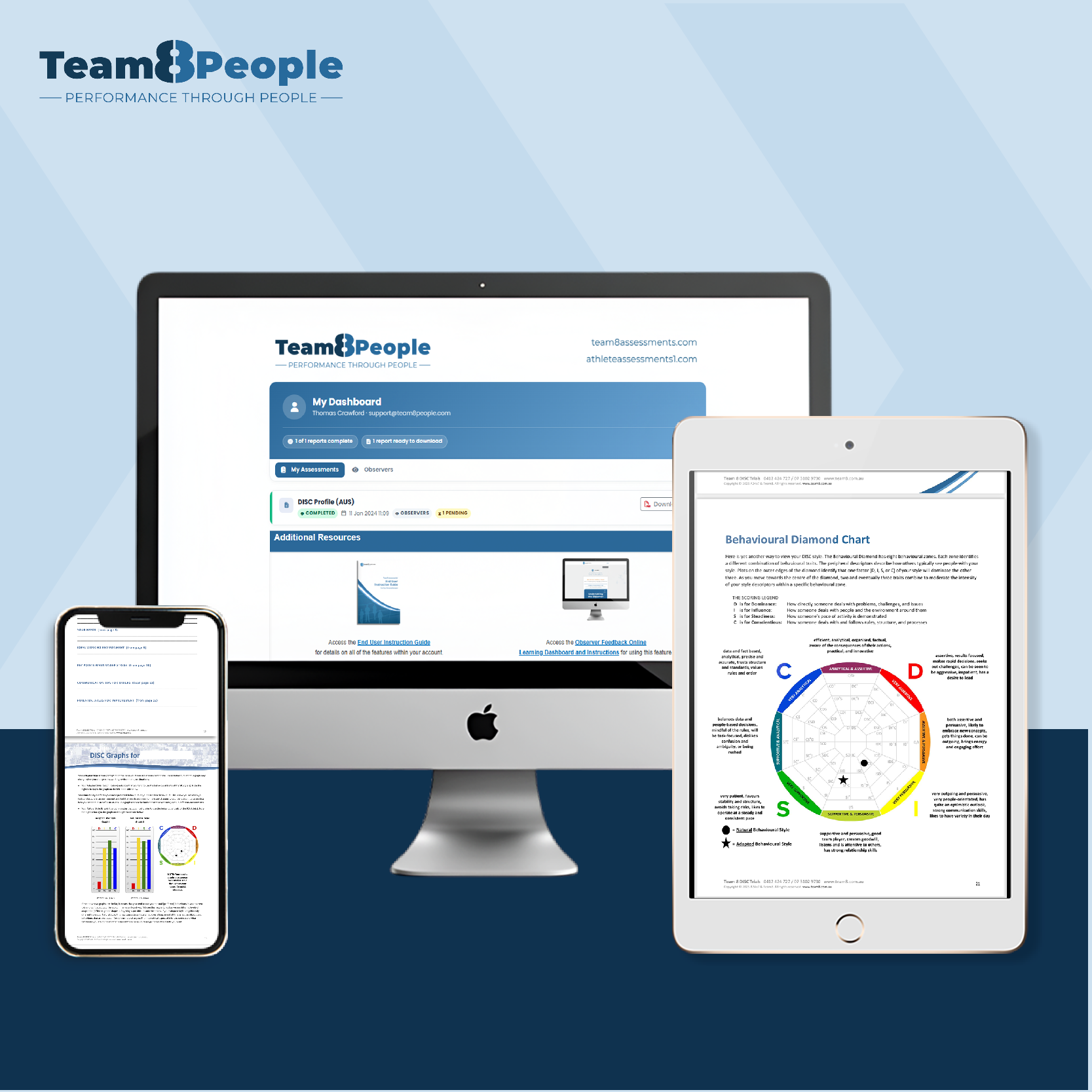 Team8 People DISC Charts and platform screen